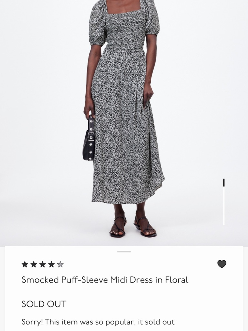Madewell Smocked Puff-Sleeve Midi Dress in Black Floral